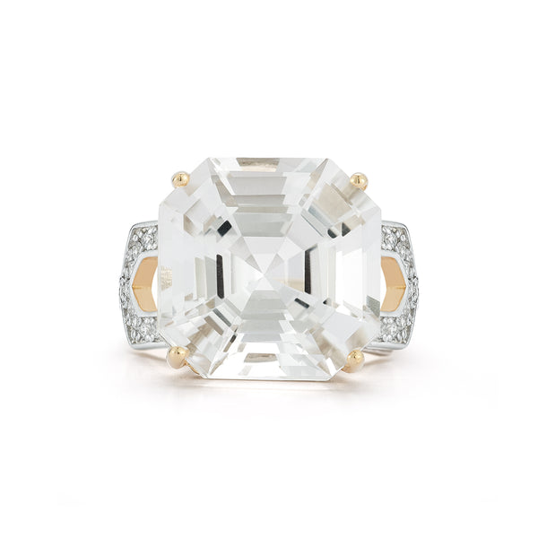 14kt Asscher Cut White Topaz Ring