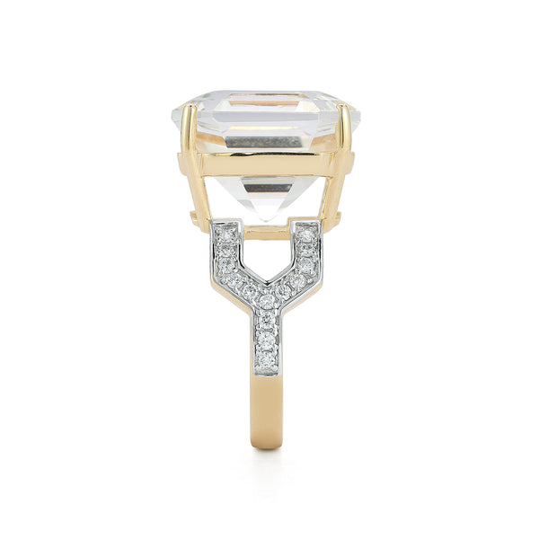 14kt Asscher Cut White Topaz Ring