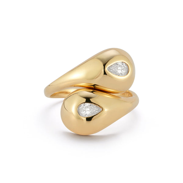 14kt Twin Water Droplet Ring