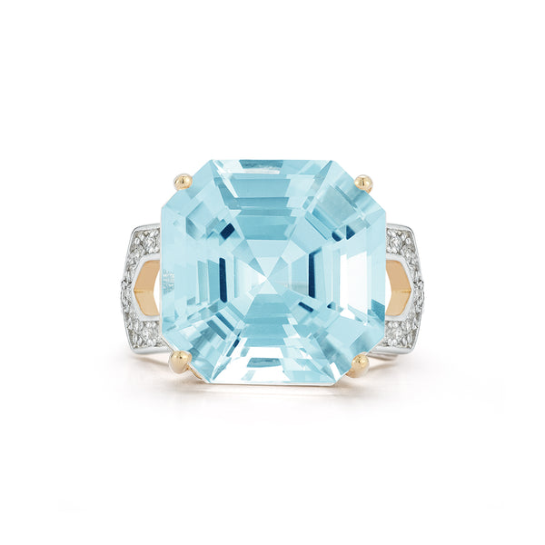 14kt Asscher Cut Swiss Blue Topaz Ring