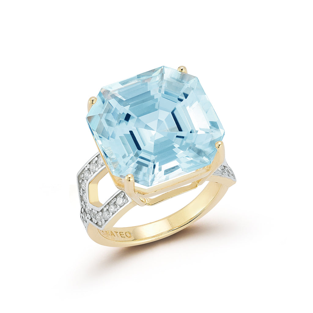 14kt Asscher Cut Swiss Blue Topaz Ring – MATEO