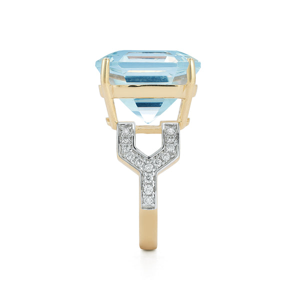 14kt Asscher Cut Swiss Blue Topaz Ring