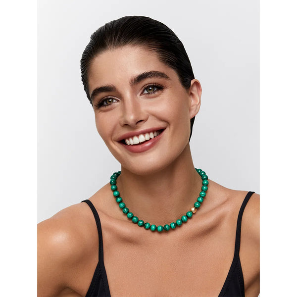 14kt Malachite with Gold Dot NecklaceMATEO Jewelry New York