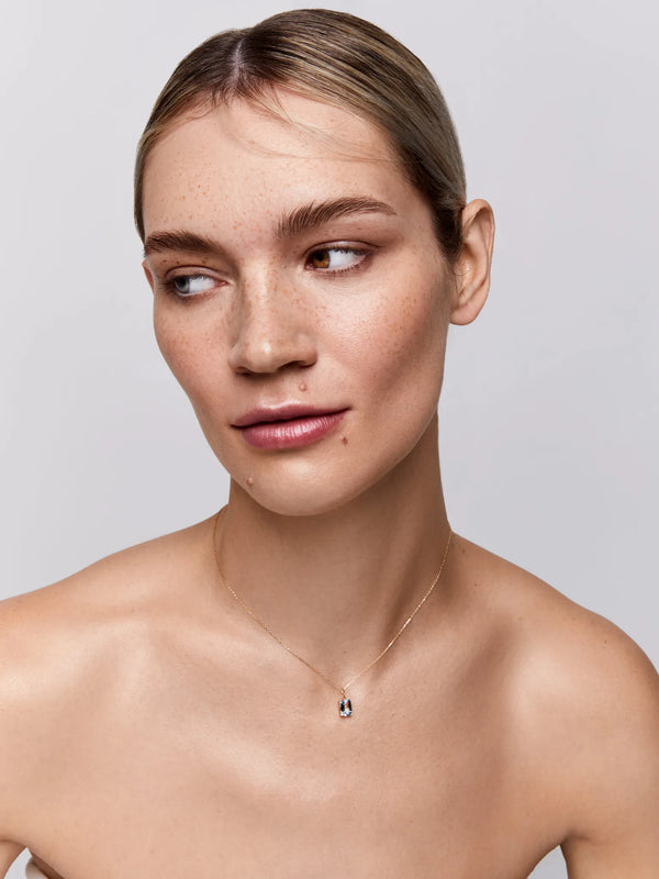14kt Emerald Cut Blue Topaz NecklaceMATEO Jewelry New York