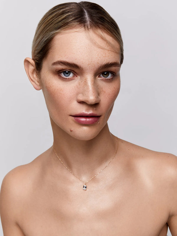 14kt Emerald Cut Green Amethyst NecklaceMATEO Jewelry New York