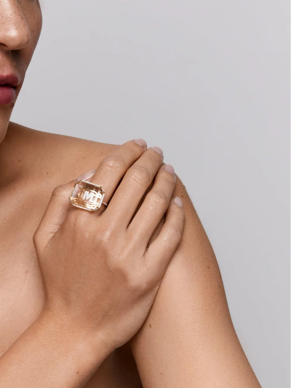 Large Diamond Frame Secret Initial Ring // A-Z