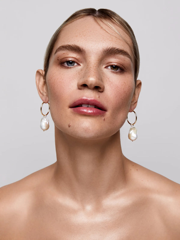 14kt Gold Baroque Pearl Detachable HoopsMATEO Jewelry New York