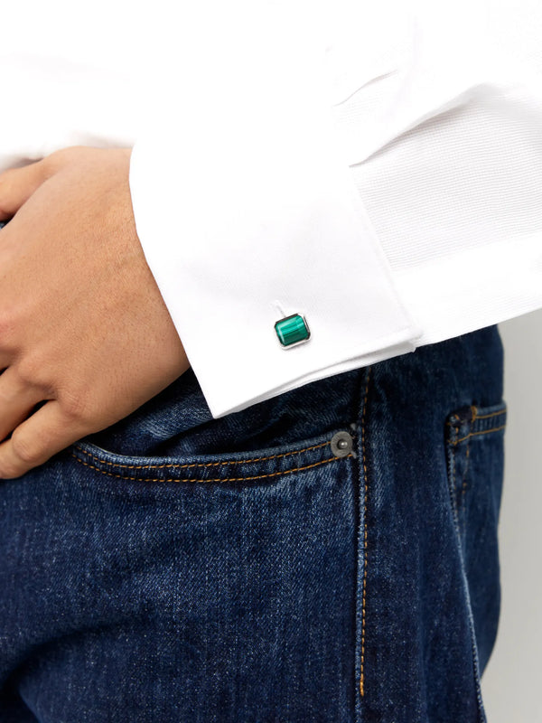 Emerald Cut Malachite CufflinksMATEO Jewelry New York