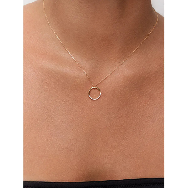 14kt Gold Medium Halfmoon pendant with diamondsMATEO Jewelry New York