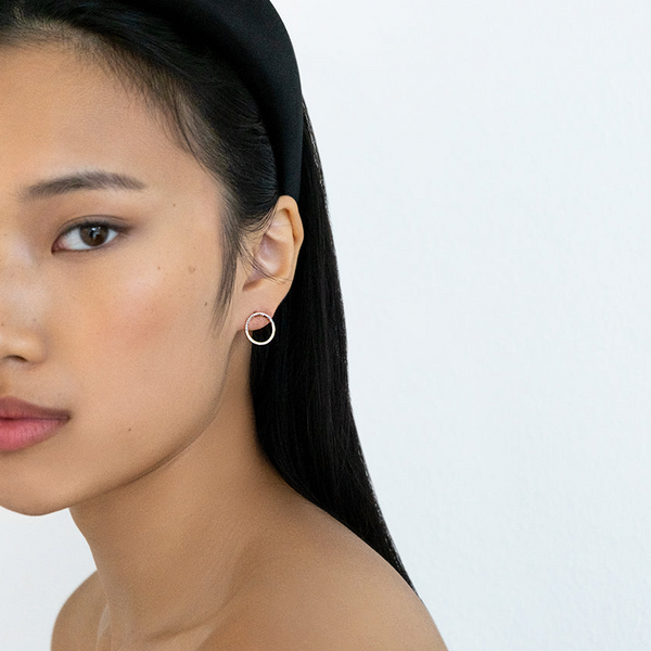 Gold Halfmoon Diamond Hoops