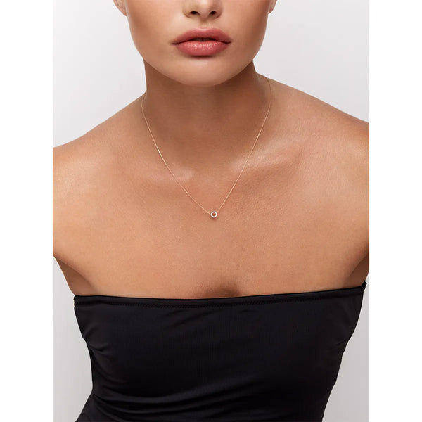 *14kt Gold Mini Diamond Circle NecklaceMATEO Jewelry New York