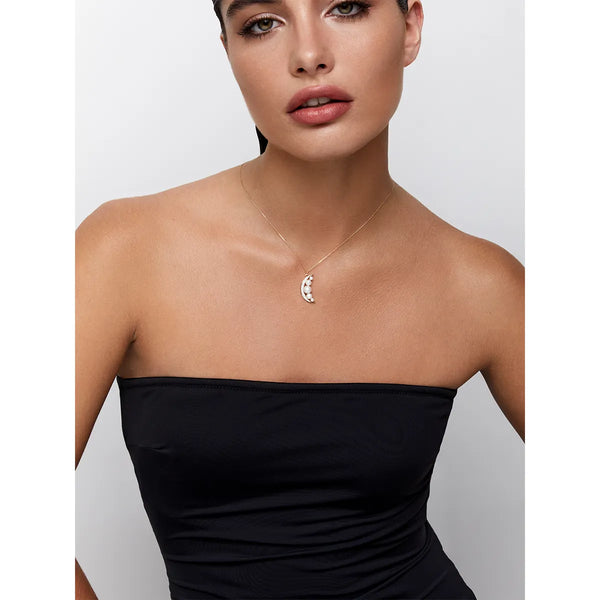 14kt Gold Pearl Crescent Moon NecklaceMATEO Jewelry New York