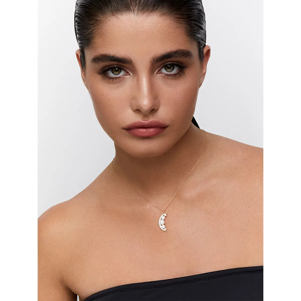 14kt Gold Pearl Crescent Moon NecklaceMATEO Jewelry New York