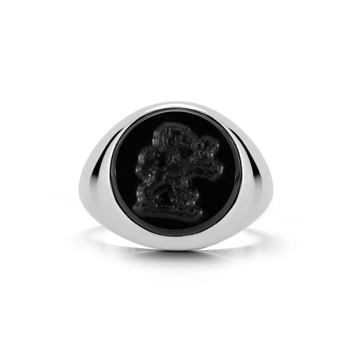 Carved Lion Onyx Ring