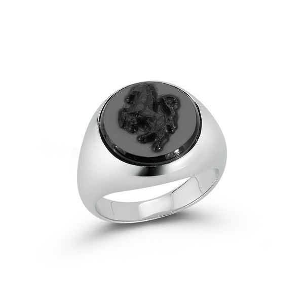 Carved Stallion Onyx Ring