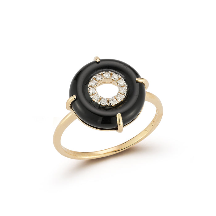 Onyx and Diamond Donut Ring
