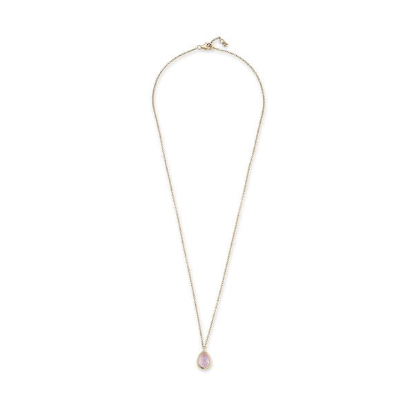 Pink Topaz Bezel Pear Drop Necklace