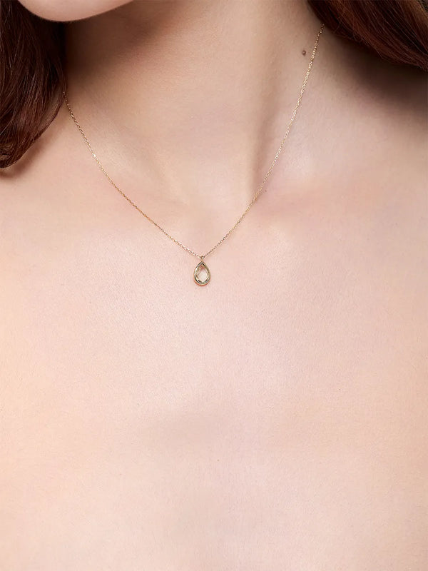 14kt Green Amethyst Bezel Pear Drop NecklaceMATEO Jewelry New York