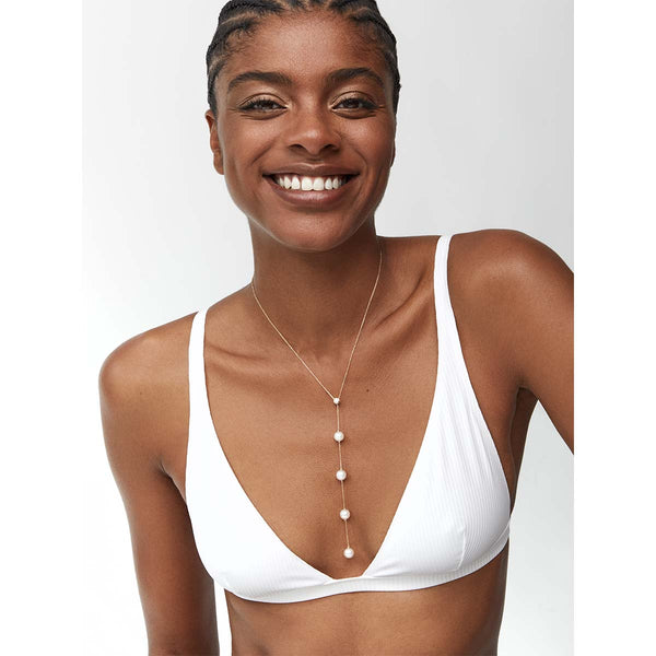 Colar Drizzle Lariat de diamantes e pérolas de 14kt