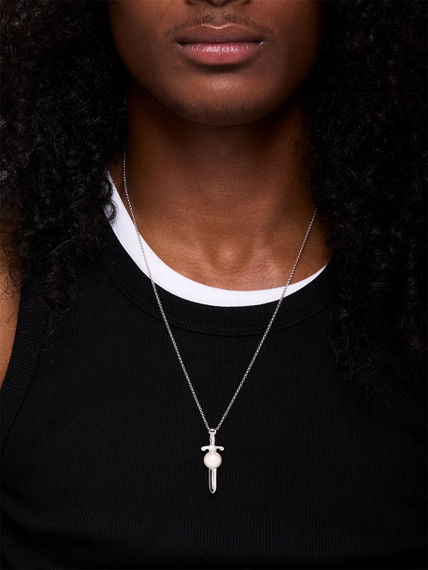 Sword in White Pearl NecklaceMATEO Jewelry New York