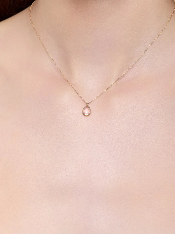 14kt Pink Topaz Bezel Pear Drop NecklaceMATEO Jewelry New York
