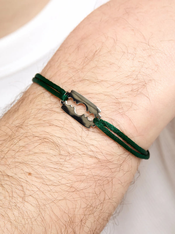 Razor Blade on Green Nylon BraceletMATEO Jewelry New York