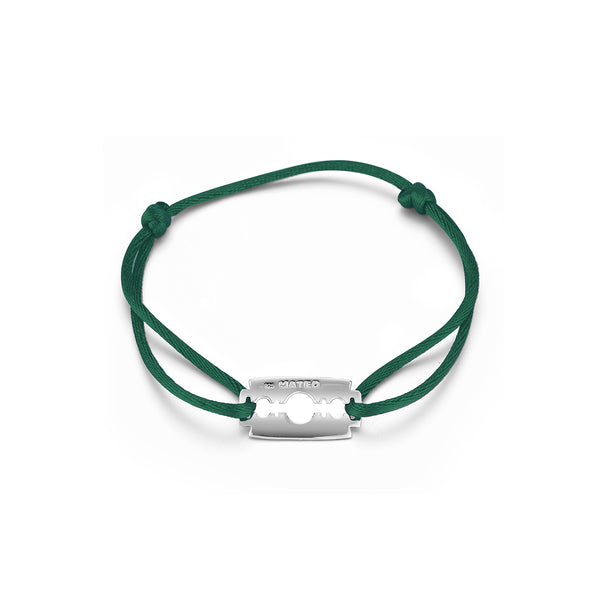 Razor Blade on Green Nylon Bracelet