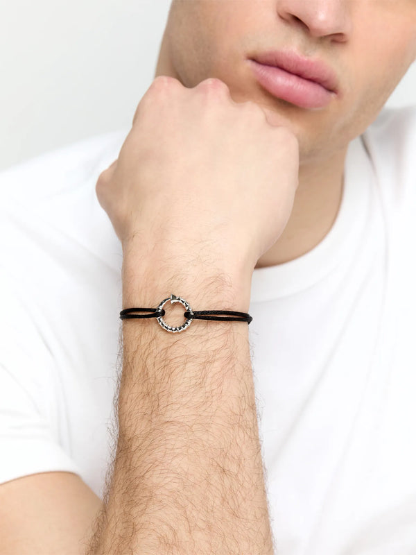 Screw Circ on Black Nylon Cord BraceletMATEO Jewelry New York