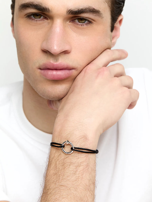 Screw Circ on Black Nylon Cord BraceletMATEO Jewelry New York