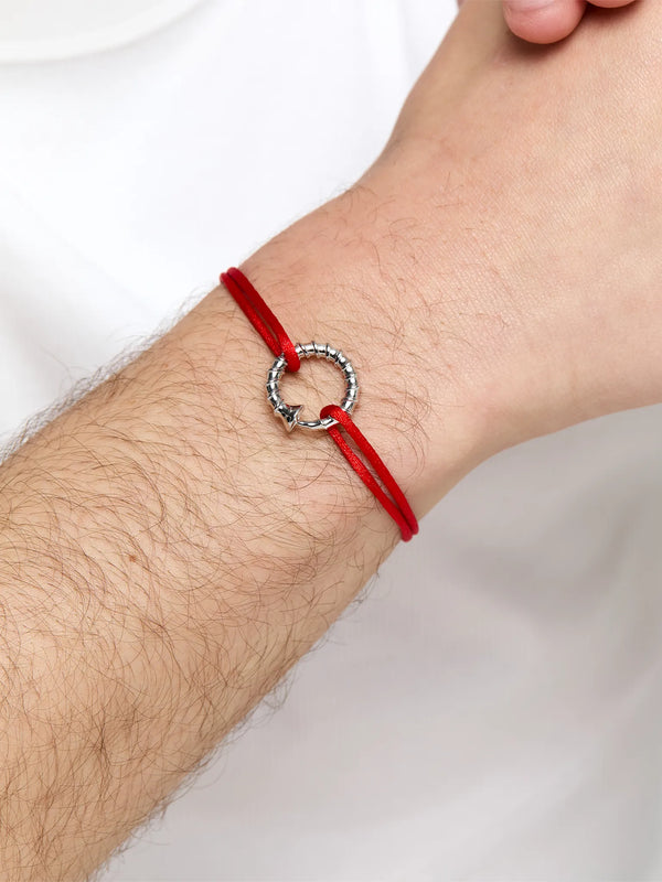 Screw Circ on Red Nylon Cord BraceletMATEO Jewelry New York