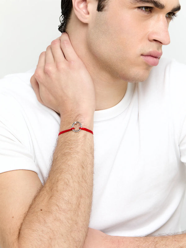 Screw Circ on Red Nylon Cord BraceletMATEO Jewelry New York
