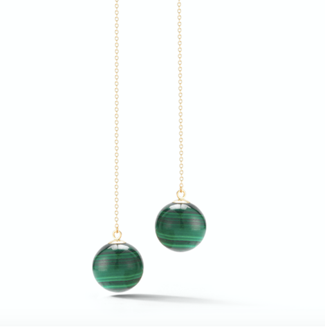 Malachite Ball Drop Earrings