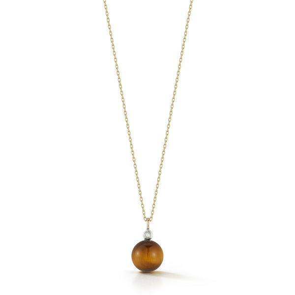 Tigers Eye Diamond Dot Necklace