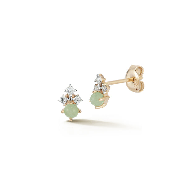 The little things Tri Diamond and Jade Studs