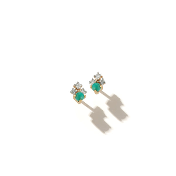 The Little Things Tri Diamond and Turquoise Studs