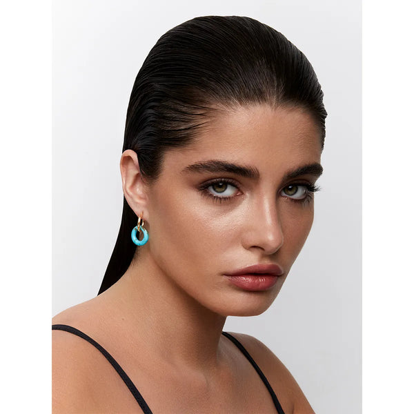 14kt Turquoise Donut HoopsMATEO Jewelry New York