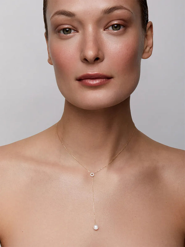 Circ Du Pearl Lariat with DiamondsMATEO Jewelry New York