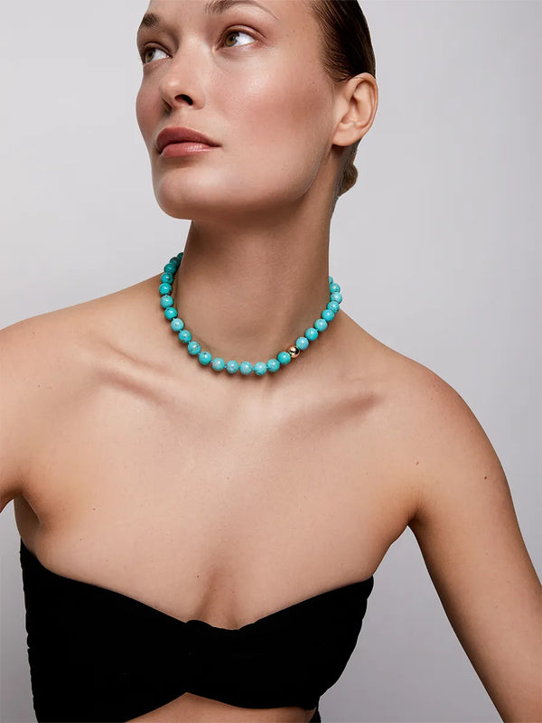 14kt Turquoise with Gold Dot NecklaceMATEO Jewelry New York