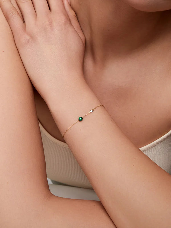 14kt Gold Malachite and Diamond Dot BraceletMATEO Jewelry New York