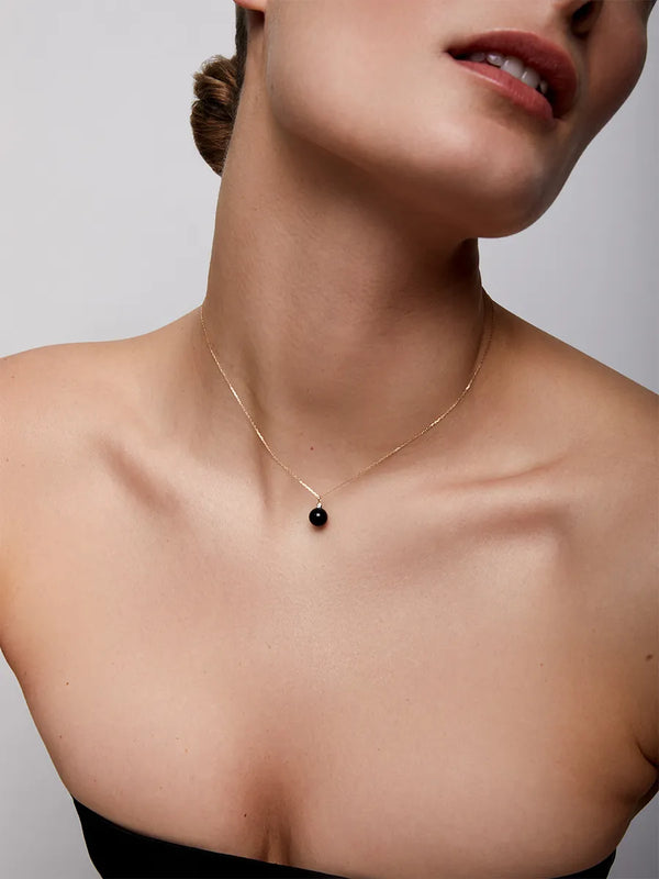14kt Gold Onyx and Diamond Dot NecklaceMATEO Jewelry New York