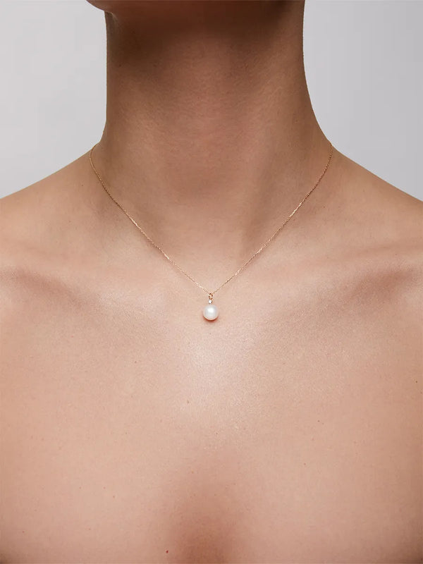 14kt Gold Pearl and Diamond Dot NecklaceMATEO Jewelry New York