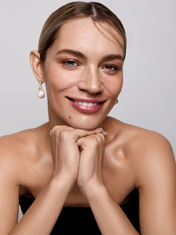 14kt Green Amethyst and Baroque Pearl Drop EarringsMATEO Jewelry New York