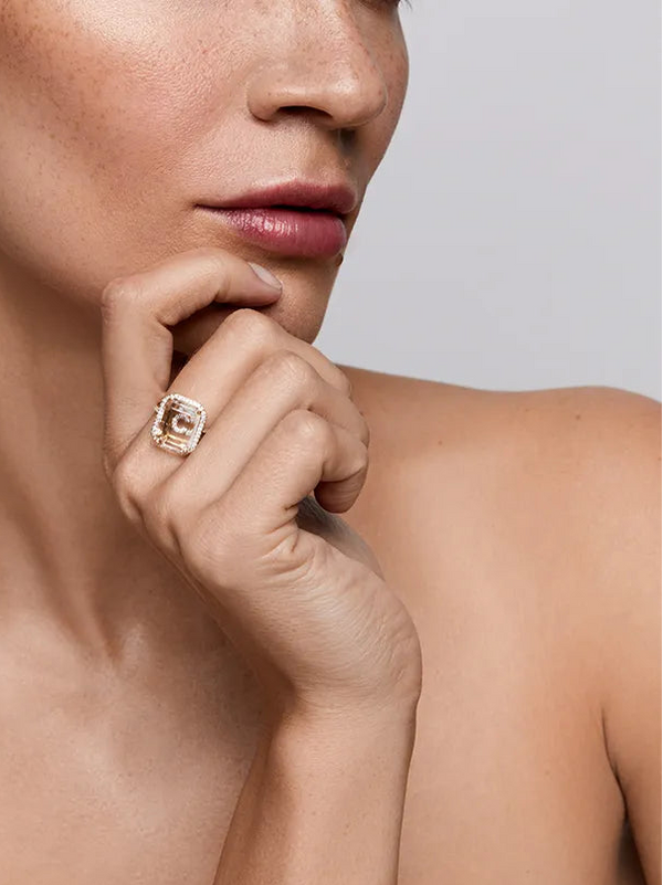 Diamond Frame Secret Initial Ring // A-Z