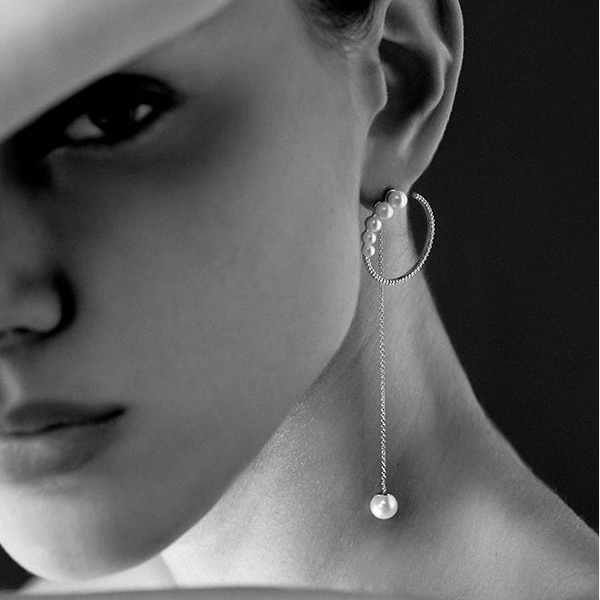 Gold Graduated Pearl Hoop with Pearl Drop earrings