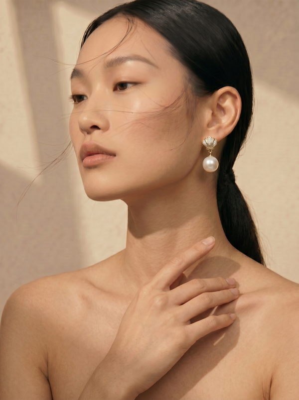 14kt Petite Venus Pearl Drop Earrings