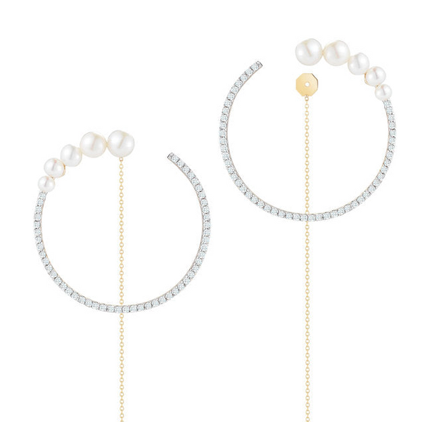 Gold Graduated Pearl Hoop with Pearl Drop earrings