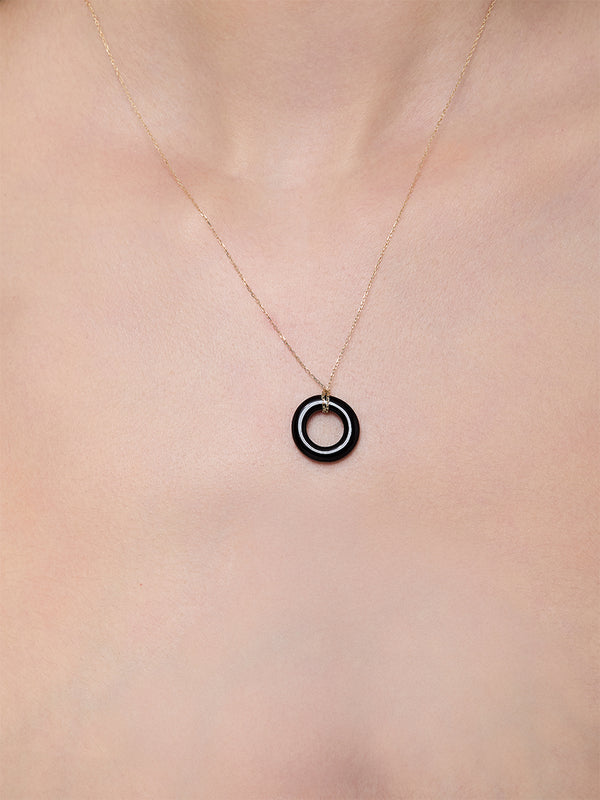 14kt Onyx Donut Necklace