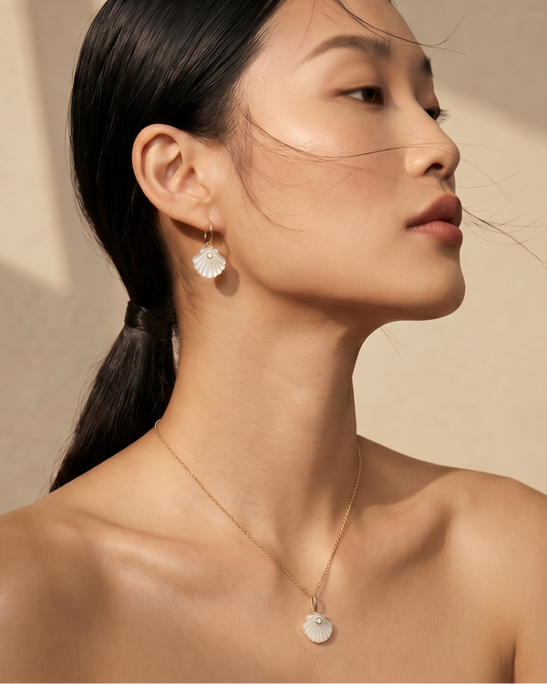 Mother of Pearl Venus Shell Drop Earrings