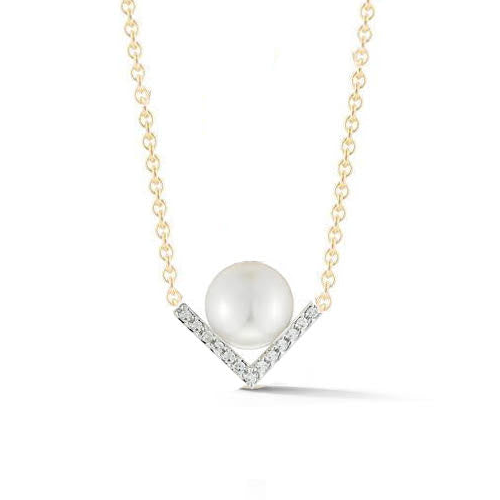 Colar de pérolas de ângulo reto em ouro 14kt