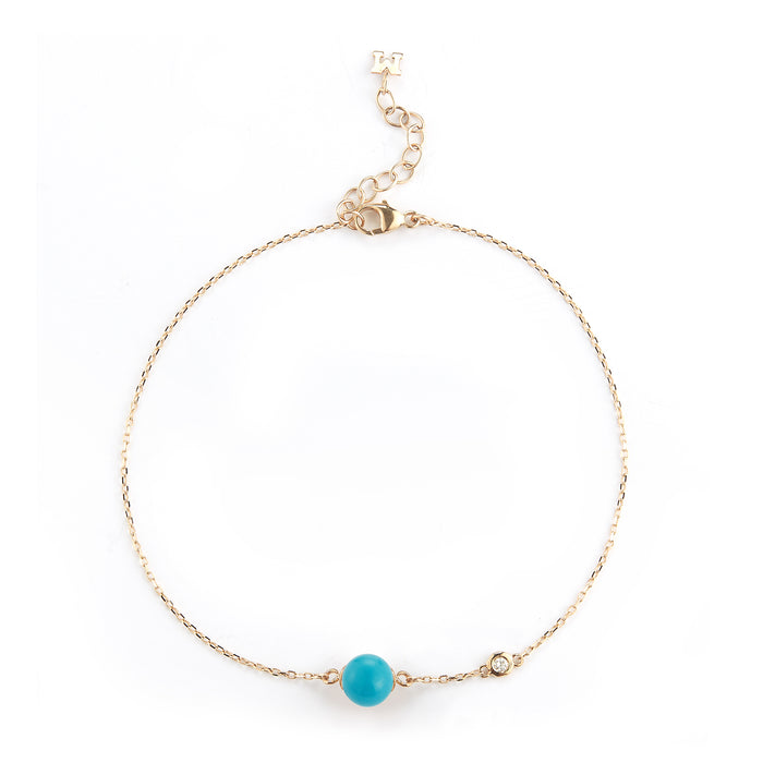 Gold Turquoise and Diamond Dot Bracelet